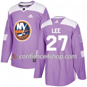 Adidas Maillot de Hockey New York Islanders Anders Lee 27 2017-2018 Violet Fights Cancer Practice Authentic - Homme